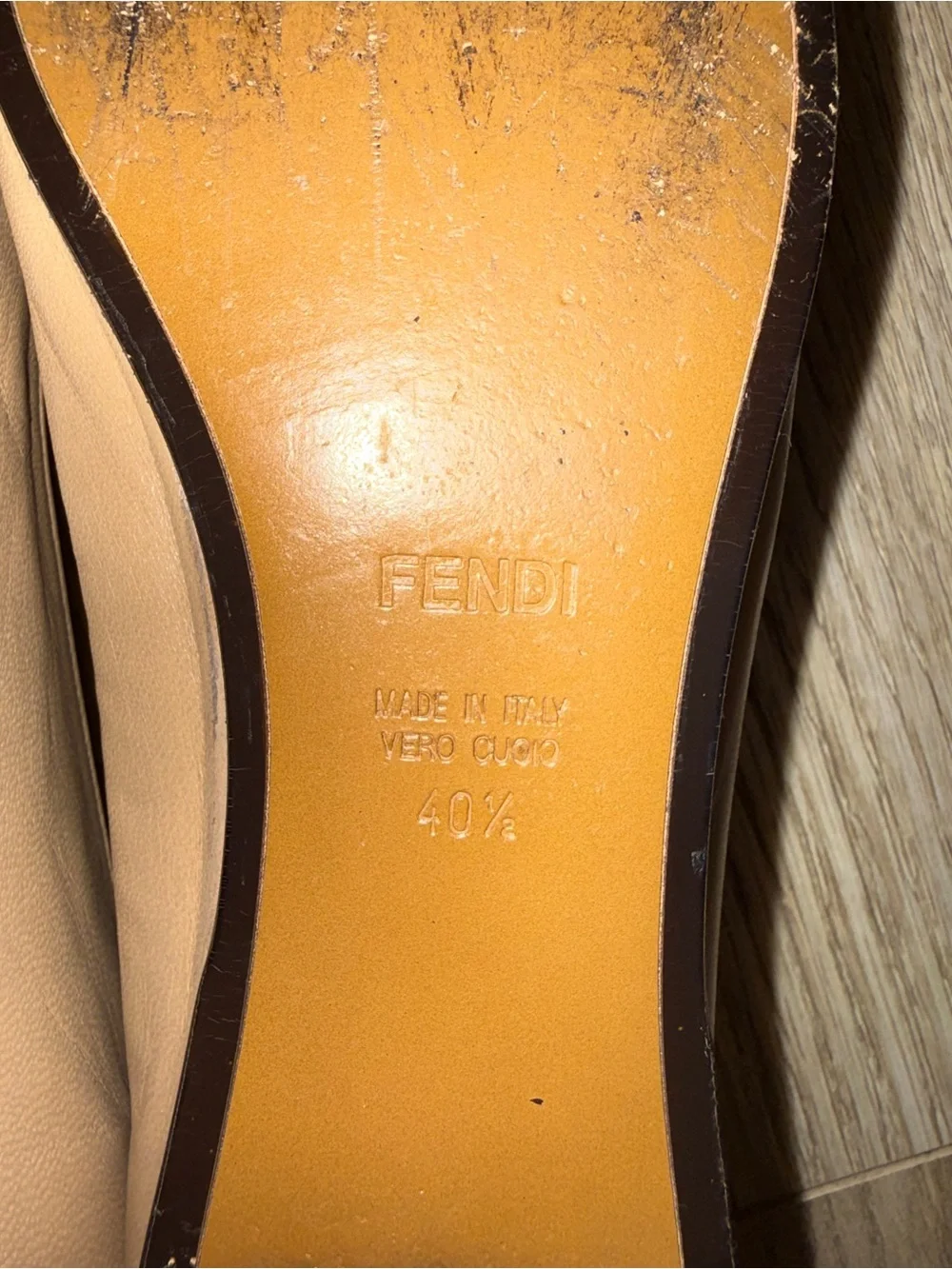 Fendi Two-Tone Beige and Black Leather Ballet Flats with Bow 40.5 - Picture 7 of 9